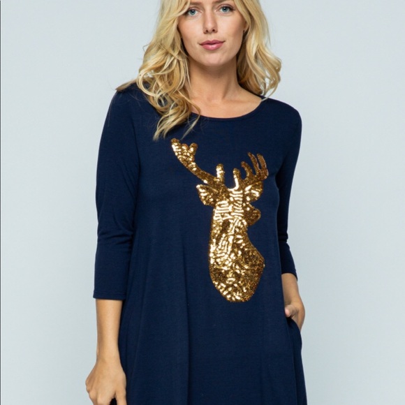 Last One NWT Reindeer Shimmer Tunic or๐Dress - Picture 2 of 5